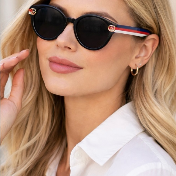 Gucci Classic Black Round Sunglasses NWT - Picture 6 of 12